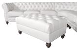 Classic Chesterfield White Sectional with Ottoman (KIT)