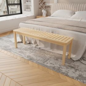 52 Solid Wood Slatted Bench For Living Room, Bedroom, Or Entryway   Durable Natural Hardwood Finish, Perfect For Foot Of Bed Or Entryways, Hallwa