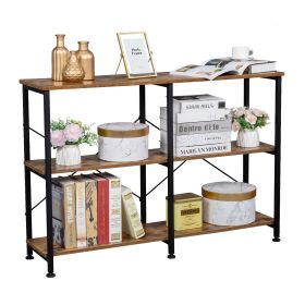 3-Tier Console Sofa Table, Industrial Foyer Table for Living Room, Entry Way, Hallway, Rustic Brown RT