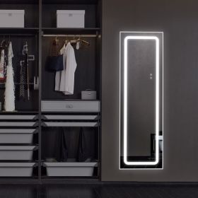 FCH Aluminum Alloy Right-Angle Rectangle 63*20in Can Stand Can Hang Three-tone Lighting Adjust Brightness Power-off Memory Full-length Mirror White