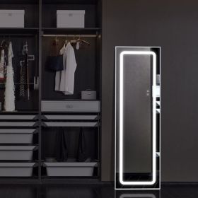 FCH Aluminum Alloy Right-Angle Rectangle 65*22in Can Stand Can Hang Three-tone Lighting Adjust Brightness Power-off Memory Full-length Mirror White