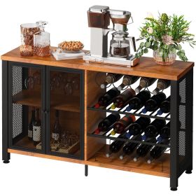 VEVOR Wine Bar Cabinet with Removable Wine Rack, Wine Table for Liquor with Glass Holder, Wine Rack and Metal Sideboard