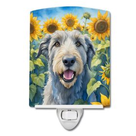 NEW Irish Wolfhound in Sunflowers Ceramic Night Light Compact, UL-Certified, Ideal for Bedroom, Bathroom, Nursery, Hallway, Kitchen, 6x4x3, Multicolor
