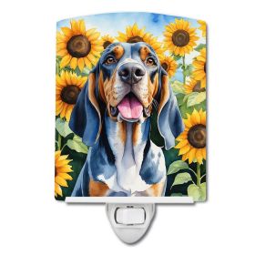 NEW American English Coonhound in Sunflowers Ceramic Night Light Compact, UL-Certified, Ideal for Bedroom, Bathroom, Nursery, Hallway, Kitchen, 6x4x3