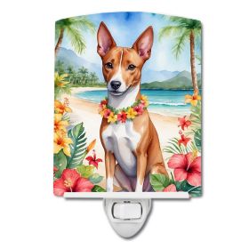NEW Basenji Luau Ceramic Night Light Compact, UL-Certified, Ideal for Bedroom, Bathroom, Nursery, Hallway, Kitchen, 6x4x3, Multicolor