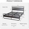 Queen Heavy Duty Round Metal Frame Platform Bed with Black Wood Panel Headboard