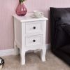 White Wooden 2-Drawer Accent End Table Nightstand