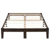 Full size Solid Wood Platform Bed Frame in Dark Brown Finish