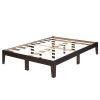 Full size Solid Wood Platform Bed Frame in Dark Brown Finish