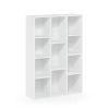 Modern 42-inch High Bookcase with 11-Cube Open Shelves in White Wood Finish
