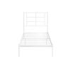 Twin Size Modern White Metal Platform Bed with Geometric Headboard