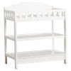 Modern White Wooden Baby Changing Table with Safety Rail Pad and Strap