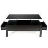 Modern Black Wooden Lift Top Coffee Table with 2 Side Drawers