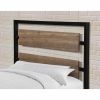 Twin Size Industrial Metal Platform Bed Frame with Wood Panel Headboard