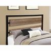 Twin Size Industrial Metal Platform Bed Frame with Wood Panel Headboard