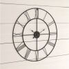 Round 24-inch Metal Wall Clock with Roman Numerals